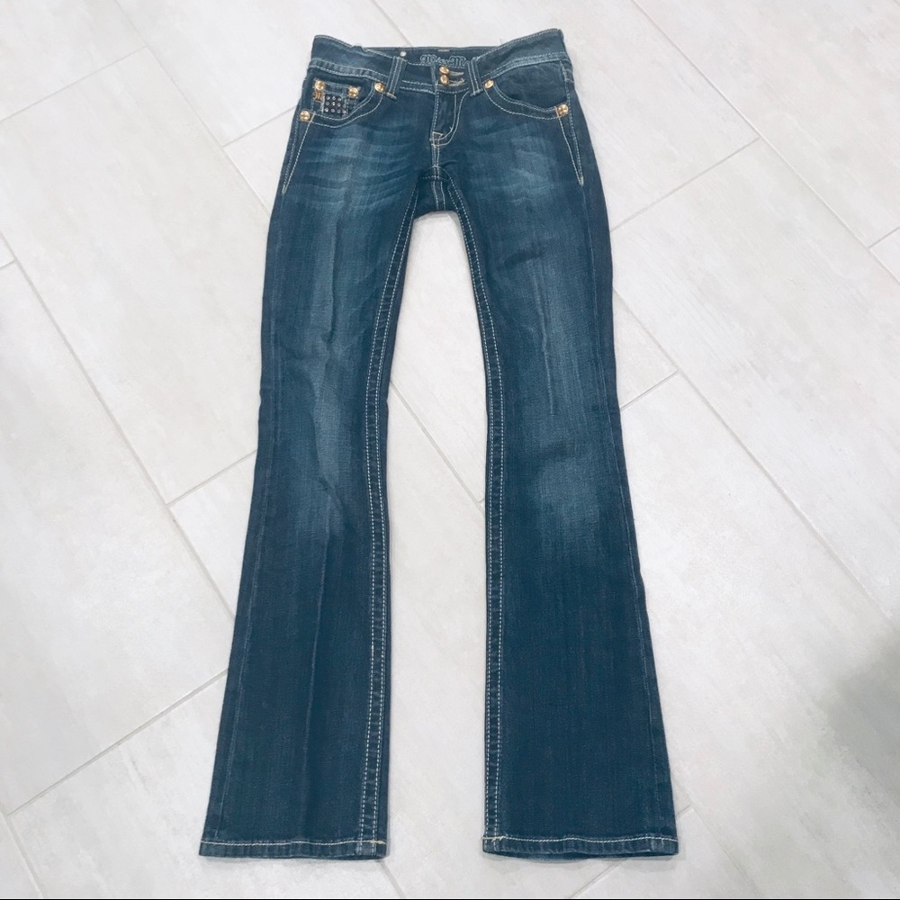 Miss Me Jeans with Golden Rhinestones